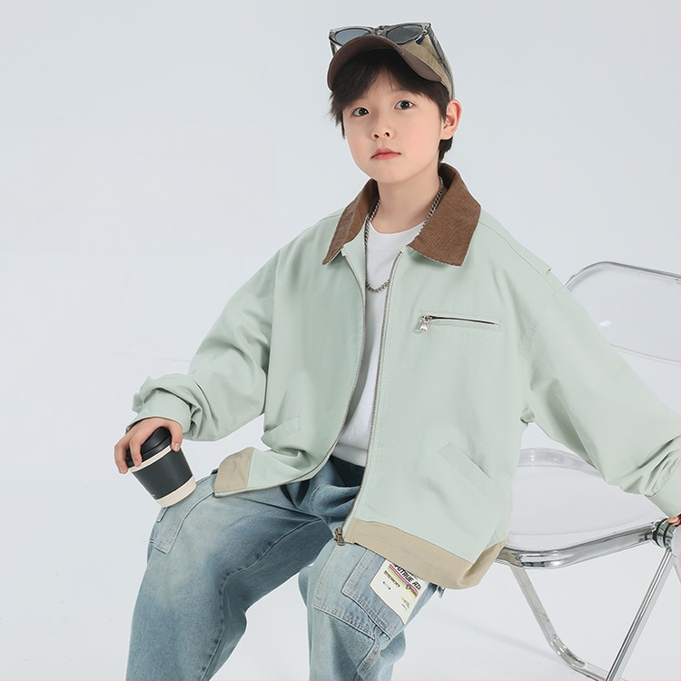 Bērnu krekla apkakle 2025. gada pavasarī Jauns zēnu krekls ar kardiganu, pārrobežu, liels bērnu mētelis ar atloku