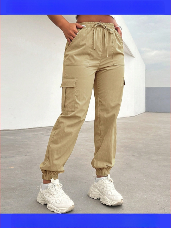 Piiriüleselt eksporditud Euroopa ja Ameerika pingutusnööriga cargo-püksid naistele, kevad- ja suve uus stiil, langevarjuri kiirkuivavad püksid, Ameerika vabaajapüksid 8082