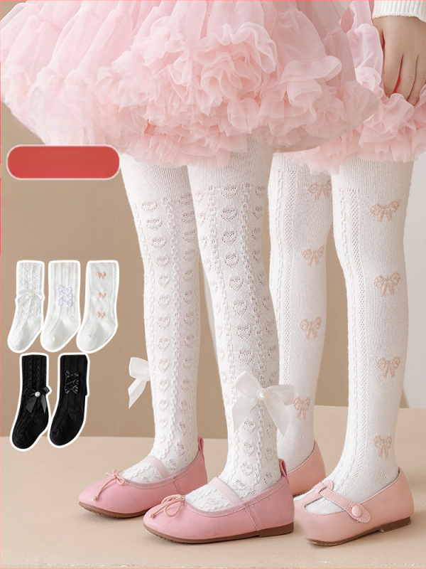 Gyerek harisnyanadrág, fehér lányka leggings, tavaszi és őszi lányka üreges zokni, babaleggings, nyári vékony