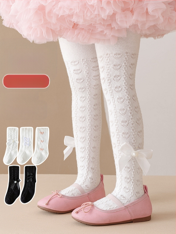 Gyerek harisnyanadrág, fehér lányka leggings, tavaszi és őszi lányka üreges zokni, babaleggings, nyári vékony