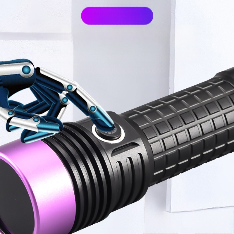 60W suure võimsusega lilla valgusega taskulamp UV must peegel lilla valgus hulgimüügi ehted luminofoorlamp võltsimisvastane õliplekkide tuvastamine 365Nm