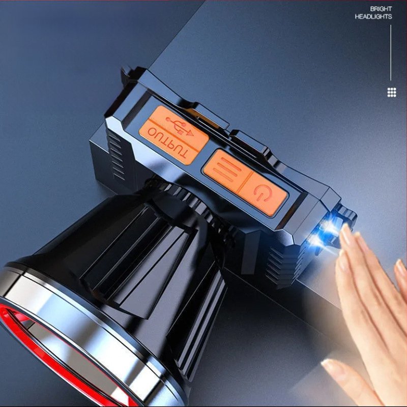 LED jutiklio priekinis žibintas, stiprus apšvietimas, lauko įkraunamas žvejybos žibintas, ant galvos tvirtinamas kalnakasių žibintas, nešiojamas ir įkraunamas