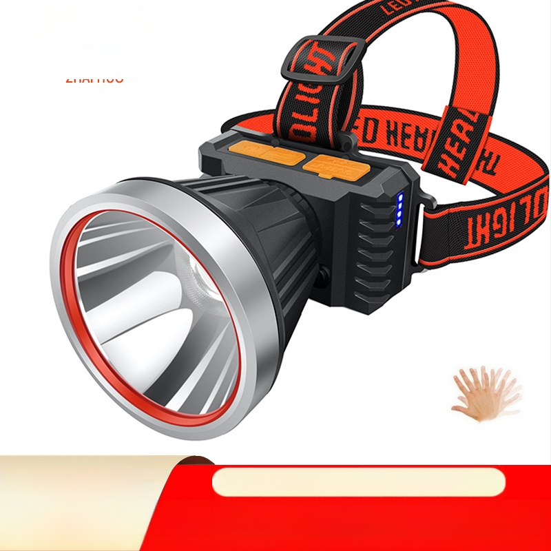 LED jutiklio priekinis žibintas, stiprus apšvietimas, lauko įkraunamas žvejybos žibintas, ant galvos tvirtinamas kalnakasių žibintas, nešiojamas ir įkraunamas