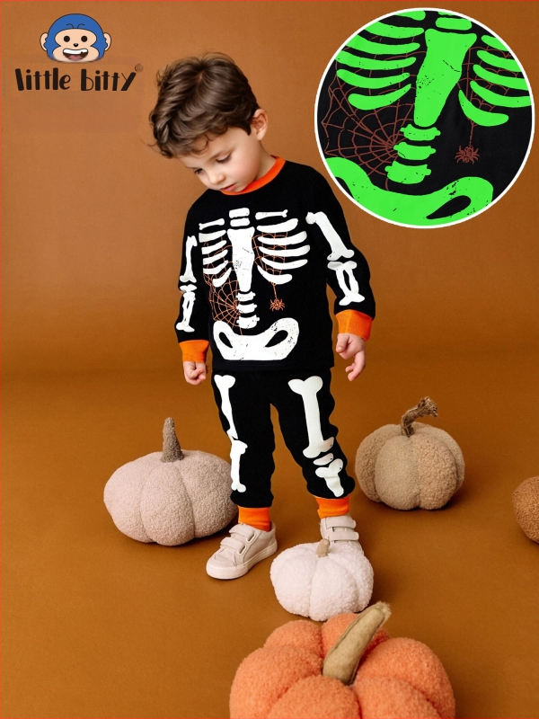 Dječja odjeća za jesen i zimu 2025., dječja odijela za Noć vještica, dječje hlače za male i srednje veličine, kućna odjeća, pidžame s svjetlećim printom