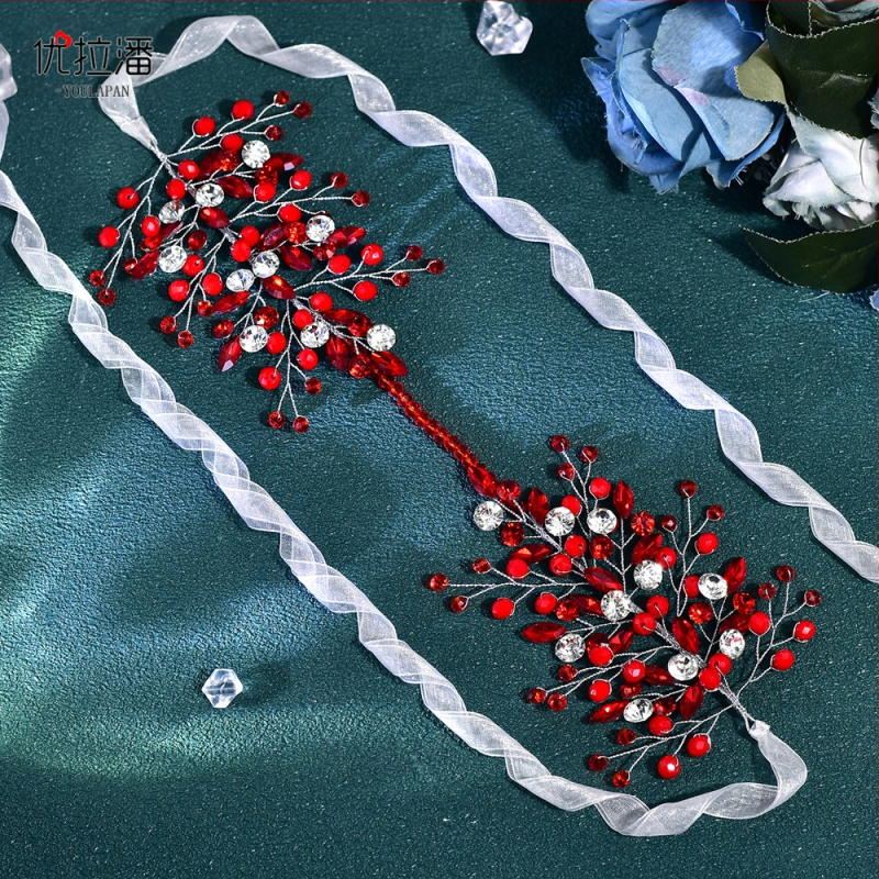 Svadobné šaty Yulapan SH804 s francúzskym vzorom, lemovaním v páse a krištáľovo-kamienkovými korálkami, striekajúcimi listami, banketným opaskom