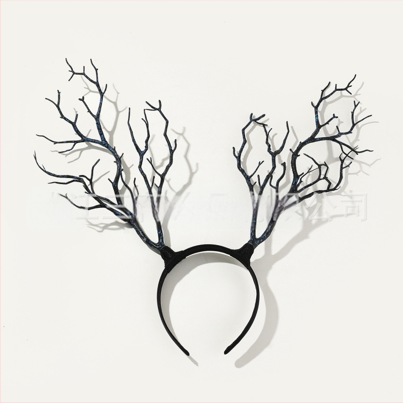 Vanikuga liialdatud lillepeapael jõulusarvedega juukseaksessuaarid suure oksaga lihtsast kangast peakatted halloweeni aksessuaarid