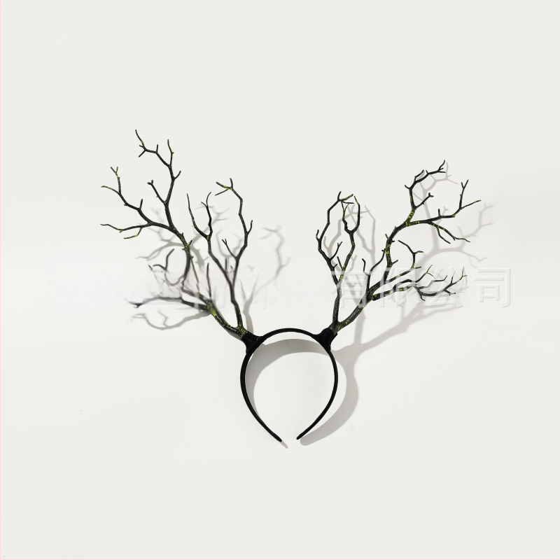 Vanikuga liialdatud lillepeapael jõulusarvedega juukseaksessuaarid suure oksaga lihtsast kangast peakatted halloweeni aksessuaarid