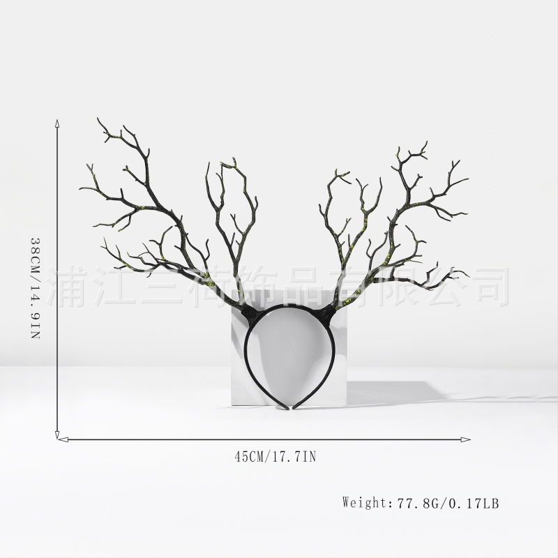 Vanikuga liialdatud lillepeapael jõulusarvedega juukseaksessuaarid suure oksaga lihtsast kangast peakatted halloweeni aksessuaarid