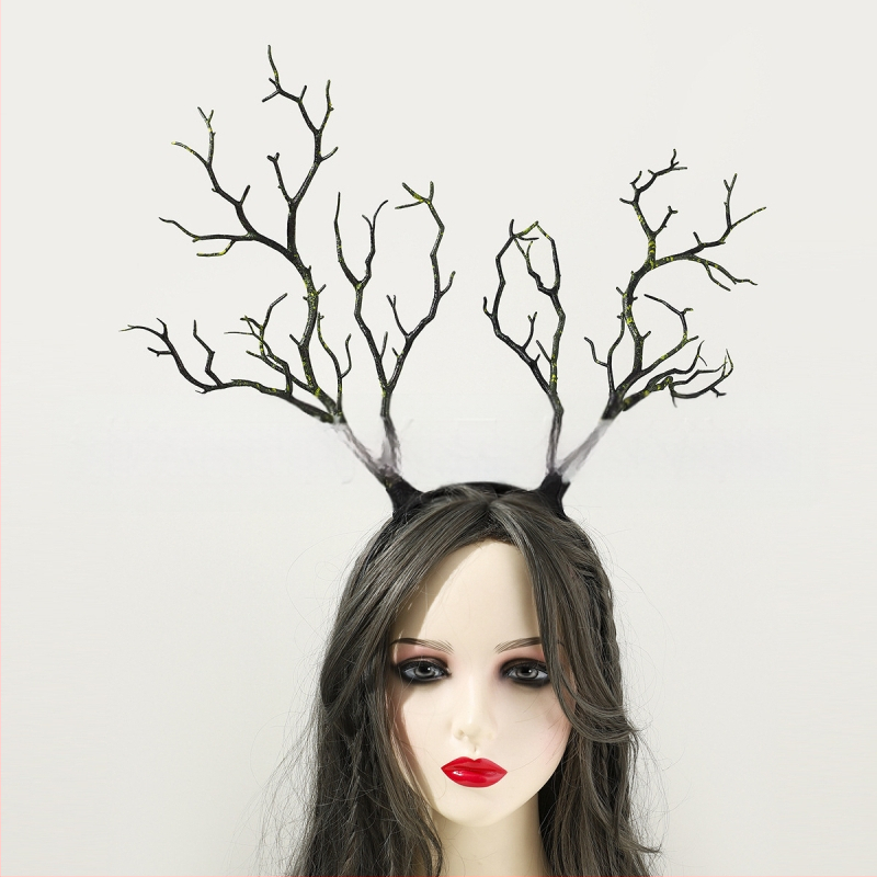 Vanikuga liialdatud lillepeapael jõulusarvedega juukseaksessuaarid suure oksaga lihtsast kangast peakatted halloweeni aksessuaarid