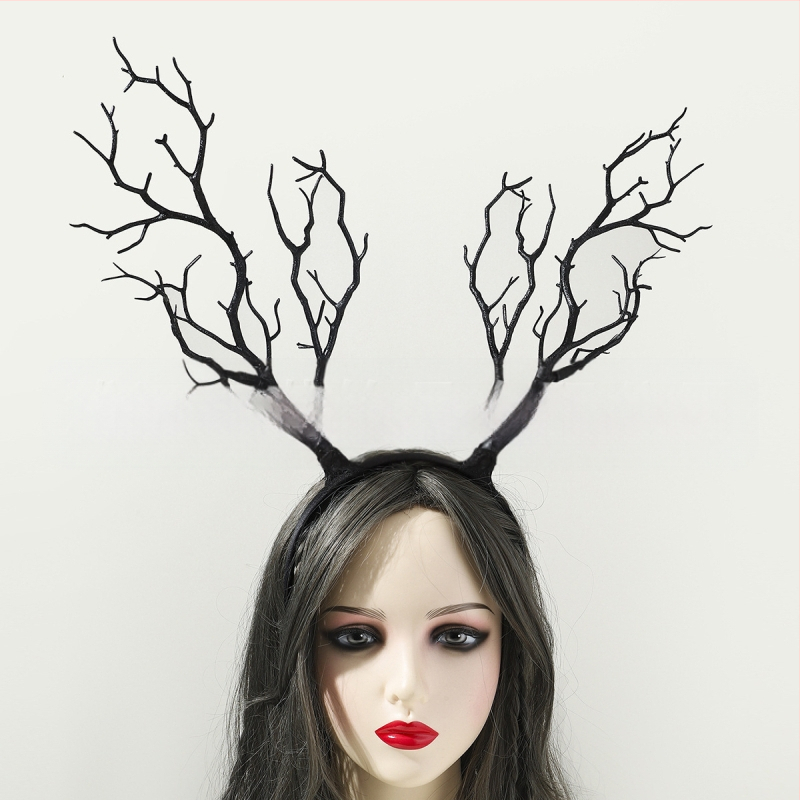Vanikuga liialdatud lillepeapael jõulusarvedega juukseaksessuaarid suure oksaga lihtsast kangast peakatted halloweeni aksessuaarid