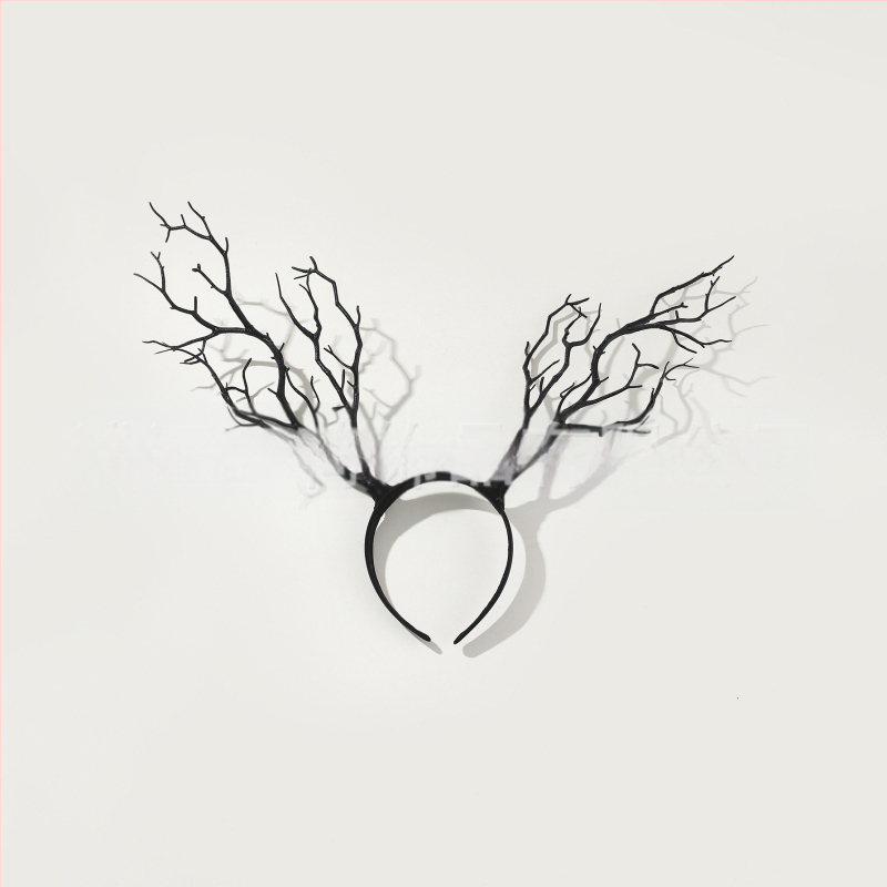 Vanikuga liialdatud lillepeapael jõulusarvedega juukseaksessuaarid suure oksaga lihtsast kangast peakatted halloweeni aksessuaarid