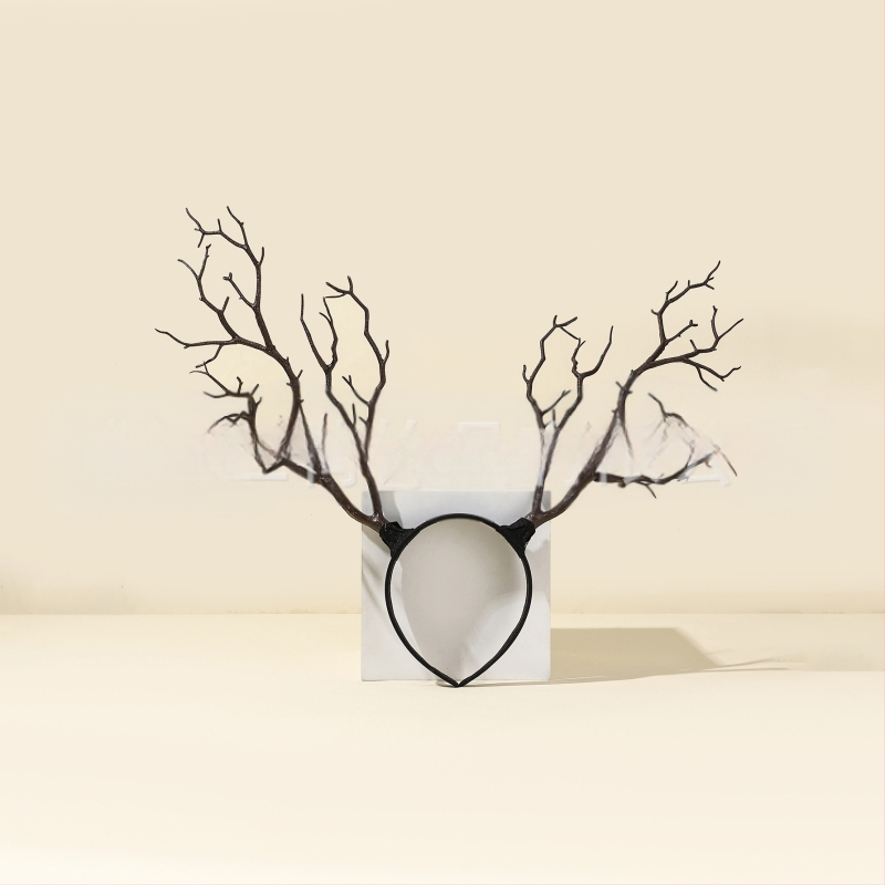 Vanikuga liialdatud lillepeapael jõulusarvedega juukseaksessuaarid suure oksaga lihtsast kangast peakatted halloweeni aksessuaarid