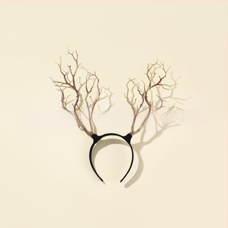 Vanikuga liialdatud lillepeapael jõulusarvedega juukseaksessuaarid suure oksaga lihtsast kangast peakatted halloweeni aksessuaarid