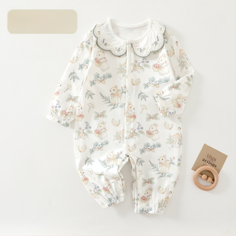 Beebiriided Pikkade varrukatega suvine beebi kombinesoon Puhas puuvillane beebi ronimisriietus Kondita Harperi konditsioneeriga riided Hingavad