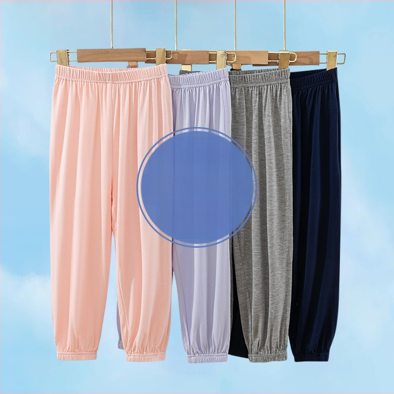 Suvised laste sääsevastased püksid Kerged tüdrukute püksid Kevad- ja suvepüksid Poiste beebidele Suvised ühevärvilised modaalriidest pidžaamapüksid