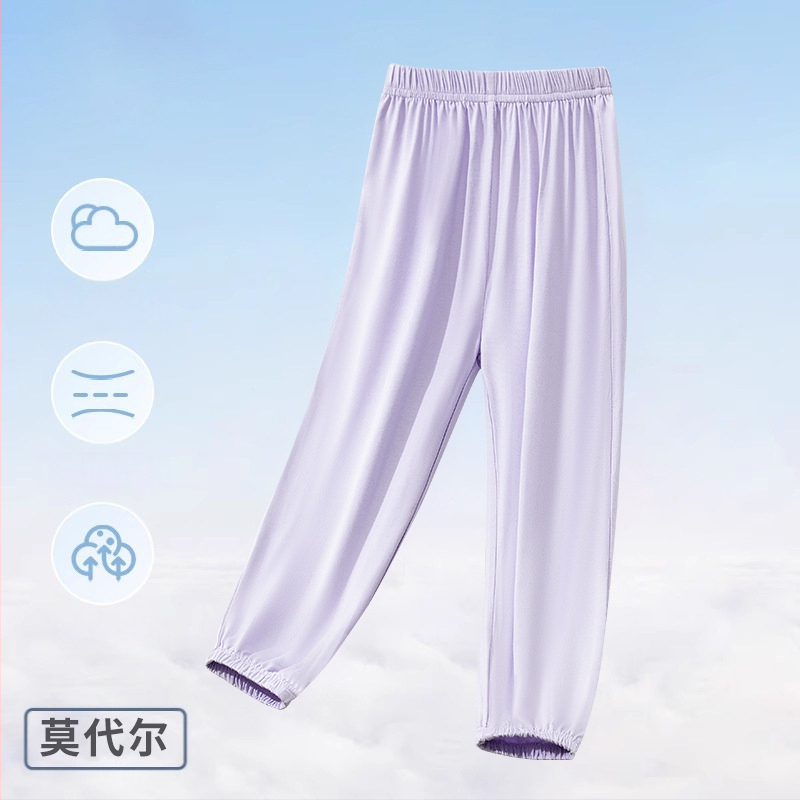 Suvised laste sääsevastased püksid Kerged tüdrukute püksid Kevad- ja suvepüksid Poiste beebidele Suvised ühevärvilised modaalriidest pidžaamapüksid