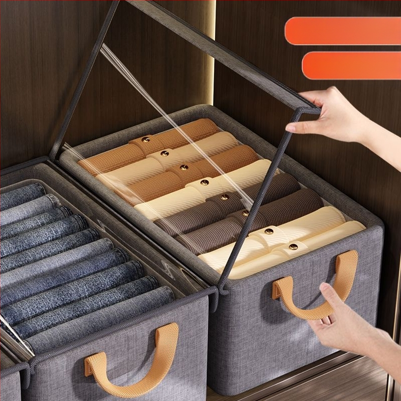 Katioonne hoiukast kaanega, terasraamiga hoiukast, kokkupandav riidekapp, kaasaskantav riidest riiete hoiukorv