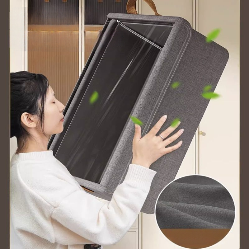 Katioonne hoiukast kaanega, terasraamiga hoiukast, kokkupandav riidekapp, kaasaskantav riidest riiete hoiukorv