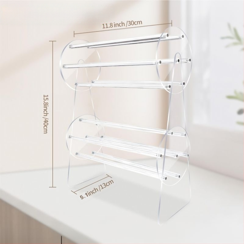 Piiriülene peapaelte vitriin Läbipaistev peakate Juuksenõeltega pearätt Juuksepaelte hoiustusriiul Akrüülpulgast juuksepaelte riiul