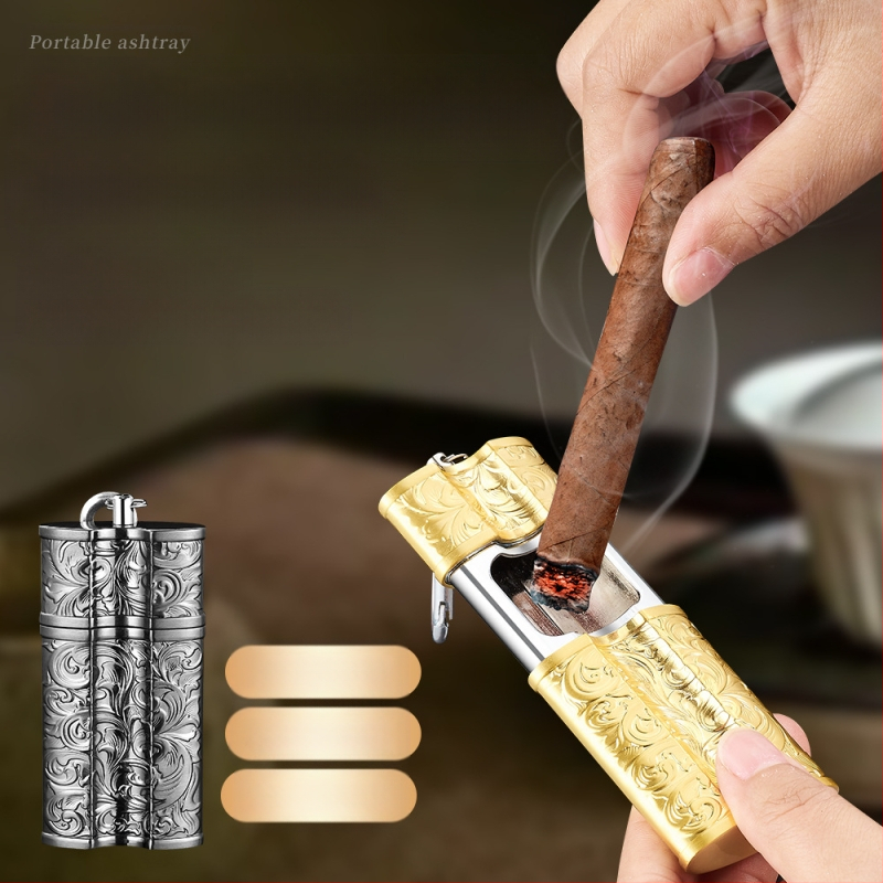 Pārrobežu radoša pārnēsājama pelnutrauka ar metāla sprādzi, pārnēsājama automašīnas āra pelnutrauka glabāšanai āra cigāru pelnutrauks