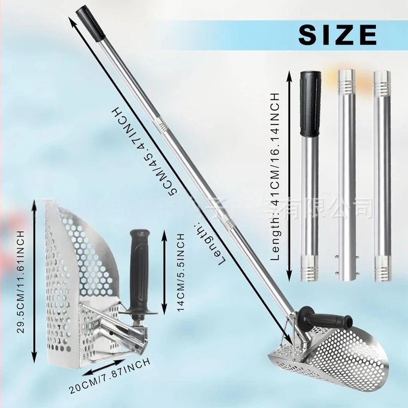 Rannaliiva kühvel, metallidetektor, liivakühvel, aarete tuvastamine 304 roostevabast terasest käepidemega tööriistaga, kulla otsimise tuvastuskühvel