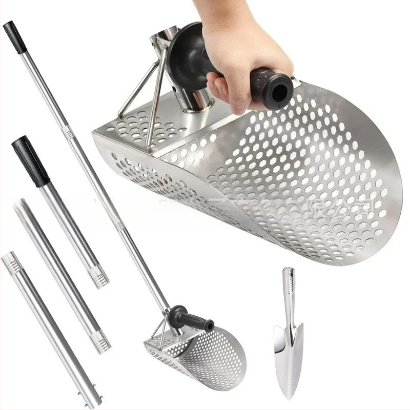 Rannaliiva kühvel, metallidetektor, liivakühvel, aarete tuvastamine 304 roostevabast terasest käepidemega tööriistaga, kulla otsimise tuvastuskühvel