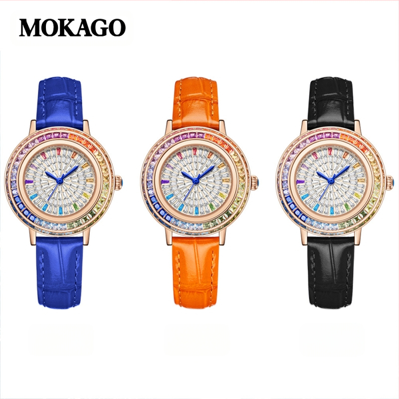 Moyigao vabaaja käekell naistele, niši disainiga teemantidega kaetud tähistaeva numbriga, elegantne pendelrihmaga kvartskellaga naistele