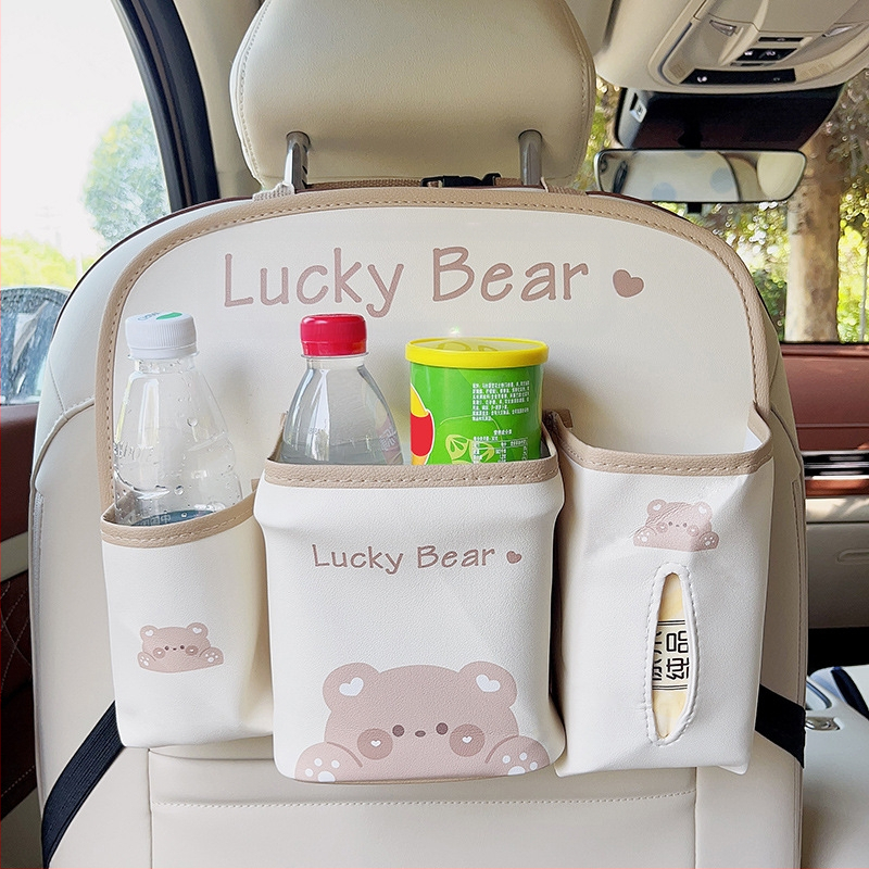 Τσάντα αποθήκευσης αυτοκινήτου κρεμαστή τσάντα χαριτωμένη δερμάτινη τσάντα αποθήκευσης καρεκλών αυτοκινήτου με κρεμαστή πλάτη πολυλειτουργική για γυναίκες