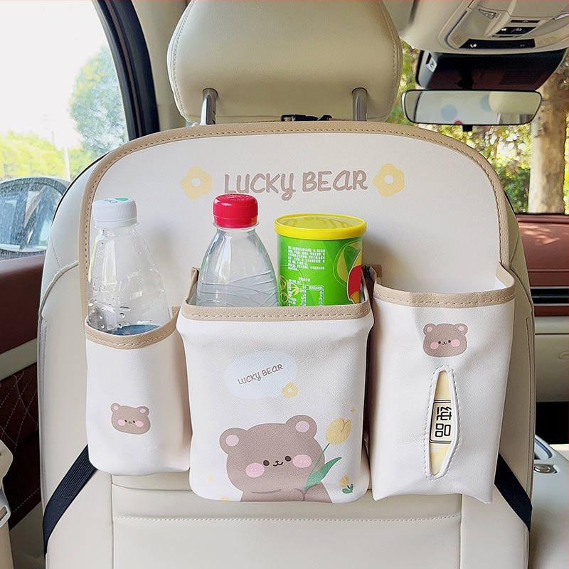 Τσάντα αποθήκευσης αυτοκινήτου κρεμαστή τσάντα χαριτωμένη δερμάτινη τσάντα αποθήκευσης καρεκλών αυτοκινήτου με κρεμαστή πλάτη πολυλειτουργική για γυναίκες