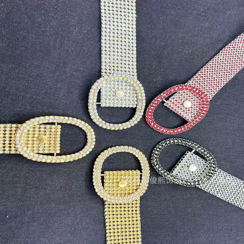 Taobao uus naiste teemantvöö 9 reaga suurte ovaalsete täiskividega inkrusteeritud vöödega riietega sidumiseks, 2024. aasta uus mudel