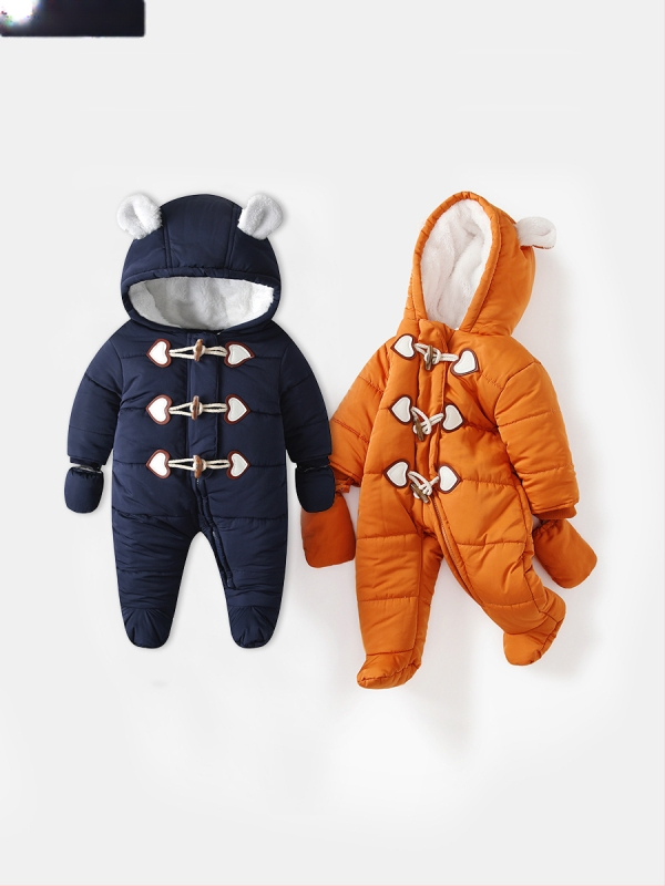 Pamučna odjeća za bebe, Zimska odjeća za bebe, Baršun i zadebljana odjeća, Vjetrootporna i topla odjeća s gumbima od roga, Odjeća za puzanje za bebe na otvorenom