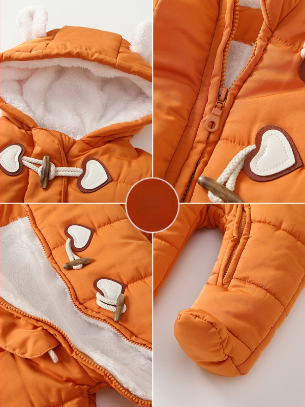 Pamučna odjeća za bebe, Zimska odjeća za bebe, Baršun i zadebljana odjeća, Vjetrootporna i topla odjeća s gumbima od roga, Odjeća za puzanje za bebe na otvorenom