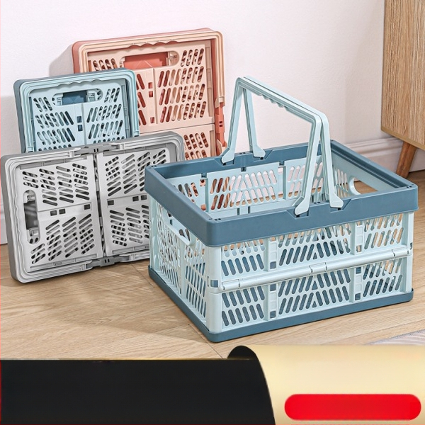 Piiriülene kokkupandav kaasaskantav korv toidukaupade ostmiseks, kaasaskantav plastmassist piknikukorv, majapidamispuuviljakorv, köögiviljakorv, hoiukorv