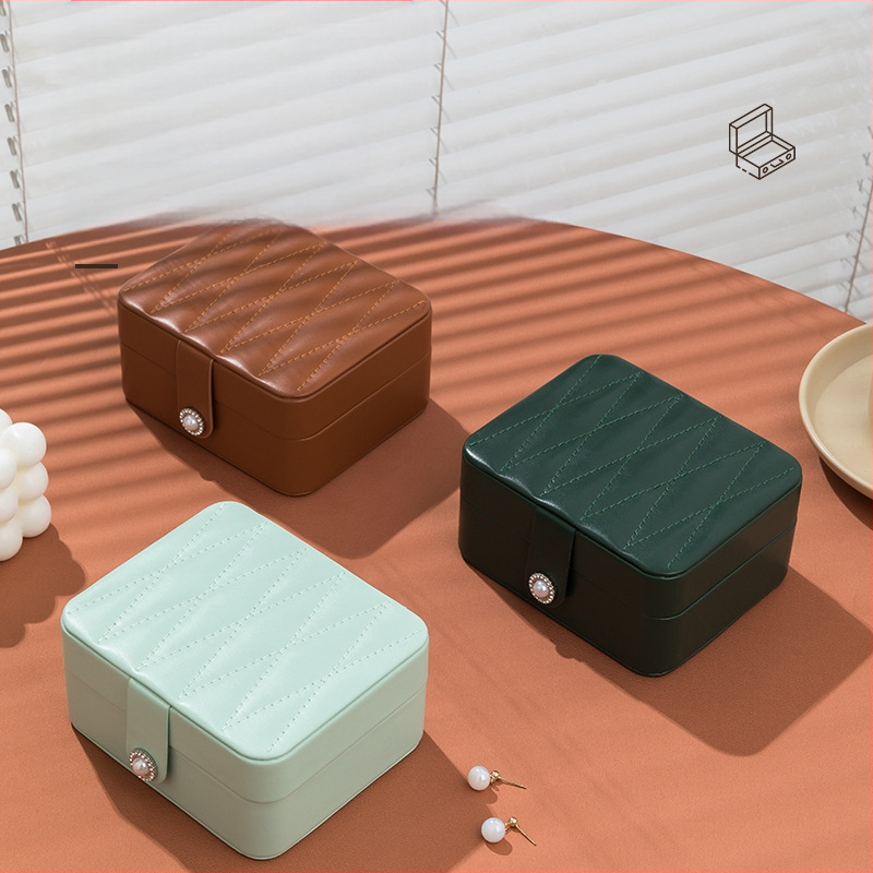 PU nahast peegliga ehtekarp kaasaskantav ehtepakend väike sõrmuskõrvarõngaste ehete hoiukarp Korea stiilis