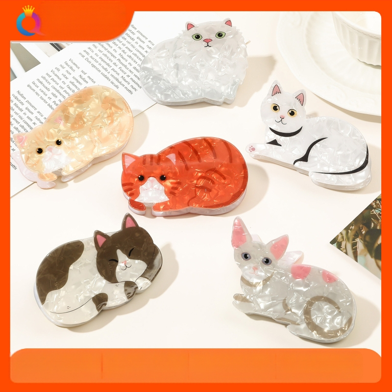 Qiyue prekogranična slatka kopča za kosu s mačićima, vrhunska akrilna kopča za kosu u obliku morskog psa, Yiwu pribor za kosu, veleprodaja kopči za kosu