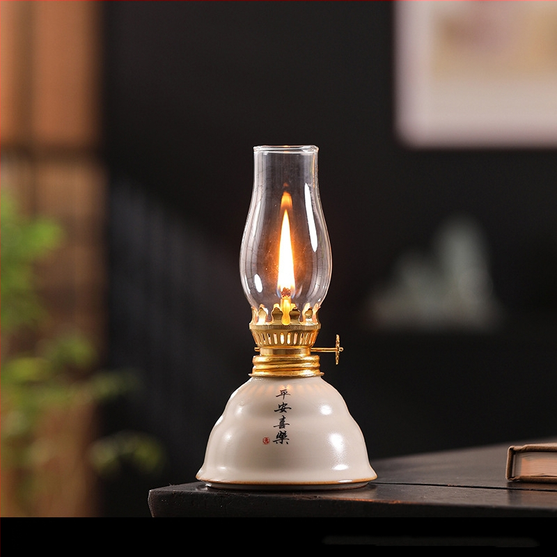 Tarpvalstybinis tiesioginis pristatymas keramikinei sviestinei lempai, mėlynai baltai lotoso stiliaus, vintažinei žibalinei lempai, arbatos ceremonijos dekoracijoms, arbatos kambario atmosferos lempai