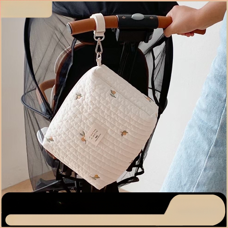 Korea Ins stiilis tikitud karuga tepitud lapsevankri riputuskott lukuga hoiukott emmekott emale ja beebile mähkmekott