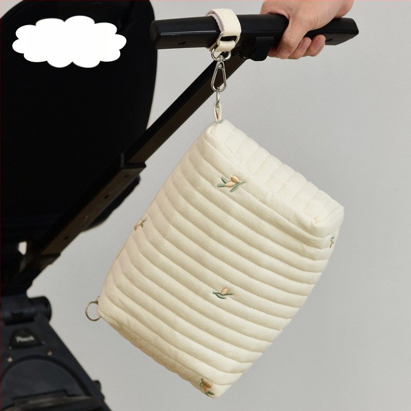 Korea Ins stiilis tikitud karuga tepitud lapsevankri riputuskott lukuga hoiukott emmekott emale ja beebile mähkmekott