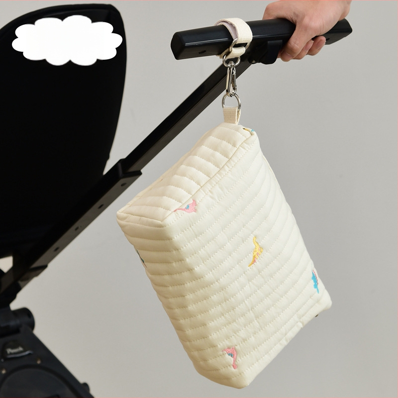 Korea Ins stiilis tikitud karuga tepitud lapsevankri riputuskott lukuga hoiukott emmekott emale ja beebile mähkmekott