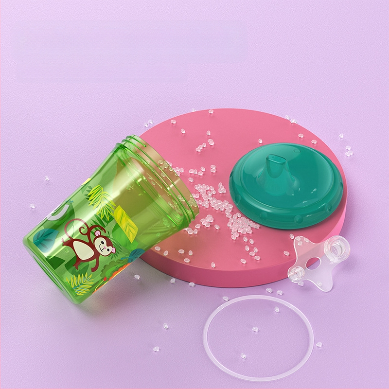 Didmeninė prekyba tiesiomis stiklinėmis, 260 ml, keturių spalvų, gyvūnų spaudos, kūdikių mokymosi geriamojo puodelio, kūdikių ančiukų puodelio, eksporto, vaikų vandens puodelis