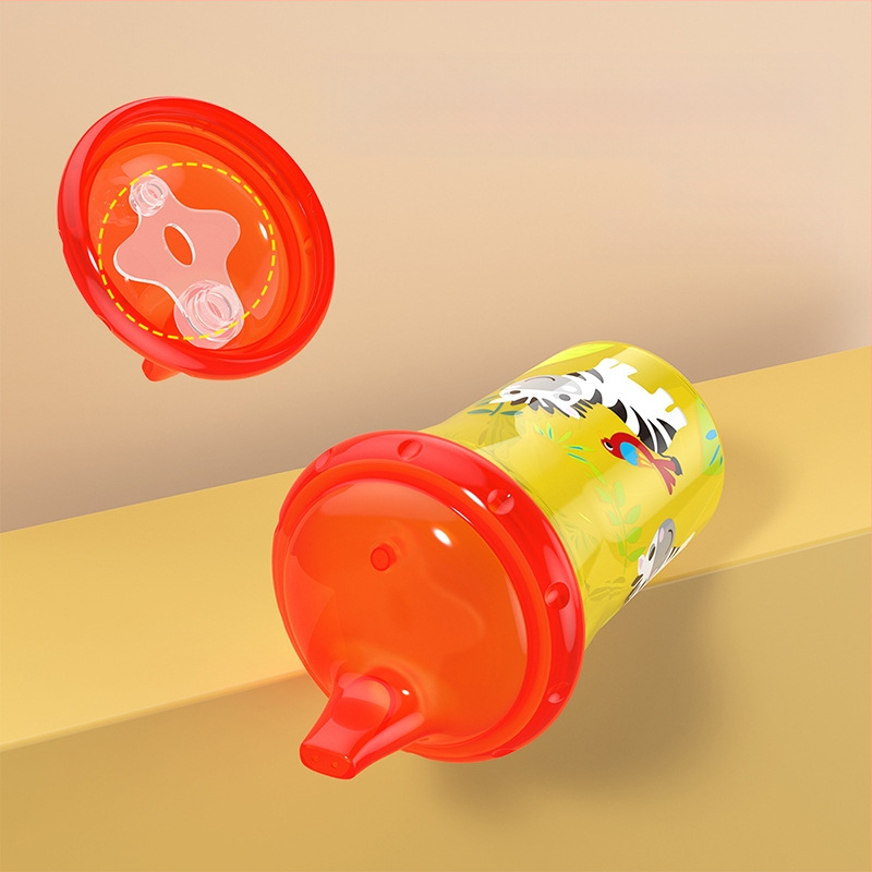 Didmeninė prekyba tiesiomis stiklinėmis, 260 ml, keturių spalvų, gyvūnų spaudos, kūdikių mokymosi geriamojo puodelio, kūdikių ančiukų puodelio, eksporto, vaikų vandens puodelis