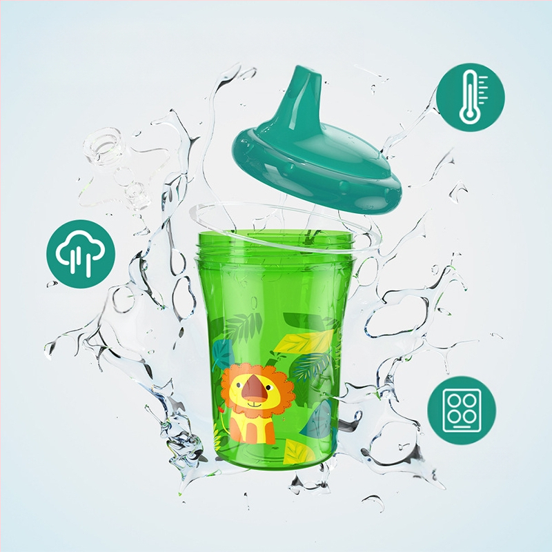 Didmeninė prekyba tiesiomis stiklinėmis, 260 ml, keturių spalvų, gyvūnų spaudos, kūdikių mokymosi geriamojo puodelio, kūdikių ančiukų puodelio, eksporto, vaikų vandens puodelis