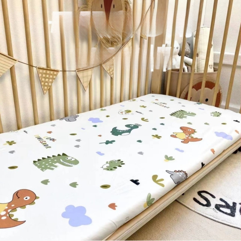 Kūdikio paklodė su guma, vientisa grynos medvilnės paklodė naujagimiams, siuvinėta čiužinio apsauginė užvalkalas darželio lovatiesei