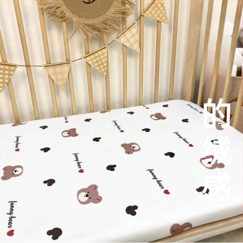 Kūdikio paklodė su guma, vientisa grynos medvilnės paklodė naujagimiams, siuvinėta čiužinio apsauginė užvalkalas darželio lovatiesei