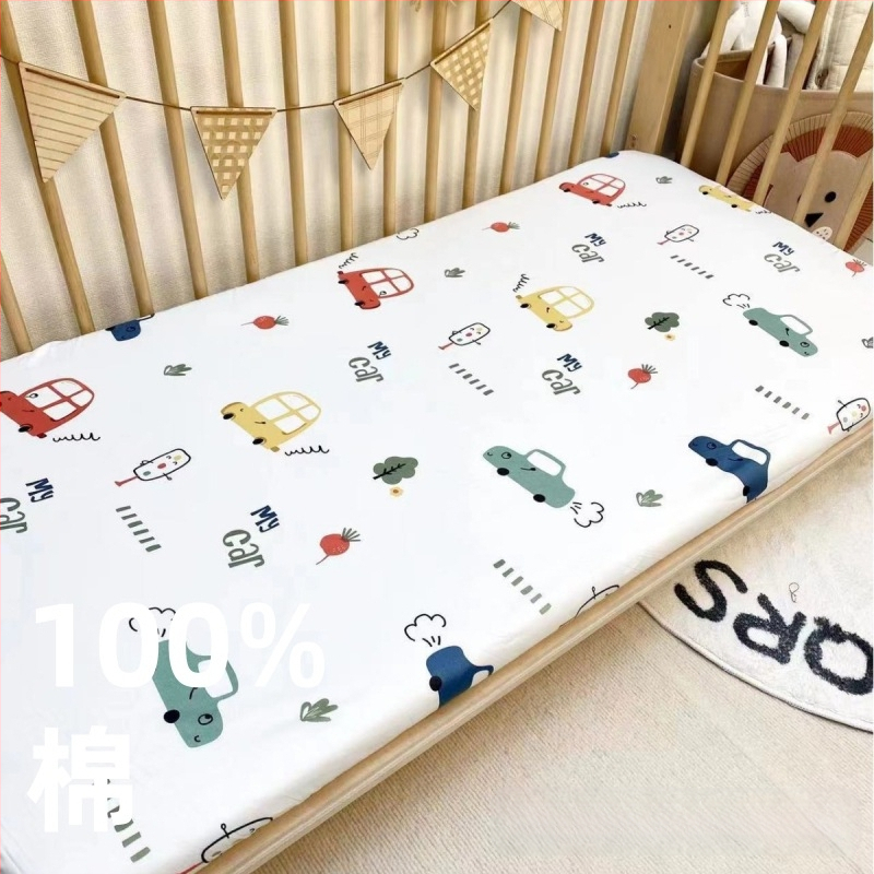 Kūdikio paklodė su guma, vientisa grynos medvilnės paklodė naujagimiams, siuvinėta čiužinio apsauginė užvalkalas darželio lovatiesei