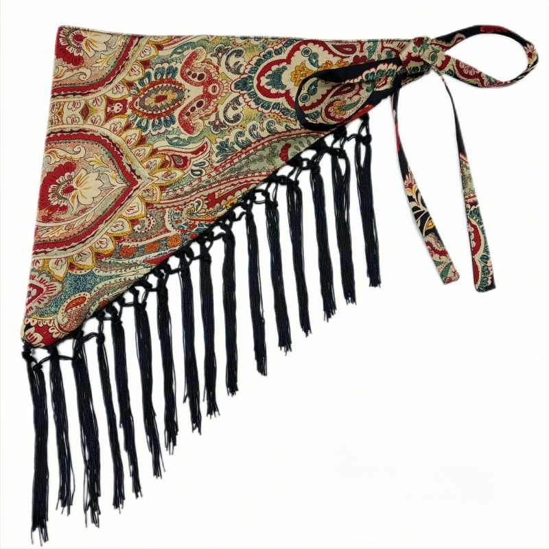 Tipptasemel tutiga laia vöökohaga hiphop-tantsija moodne dekoratiivne kleit boheemlaslik etniline kolmnurkne puusasall