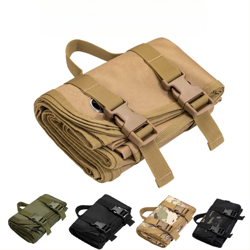 Āra aprīkojuma pārnēsājamais paklājiņš motociklu kempinga piknika paklājiņš saliekams ūdensizturīgs un mitrumizturīgs taktiskās apmācības maskēšanās šaušanas paklājiņš