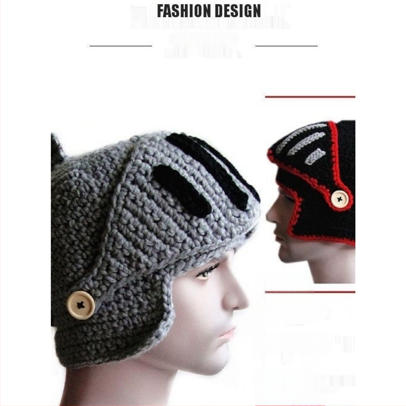 Shake sama Rooma rüütli villast kootud müts, isikupärastatud käsitsi kootud soomusrüüd, soe kõrvaklappidega puuvillane müts