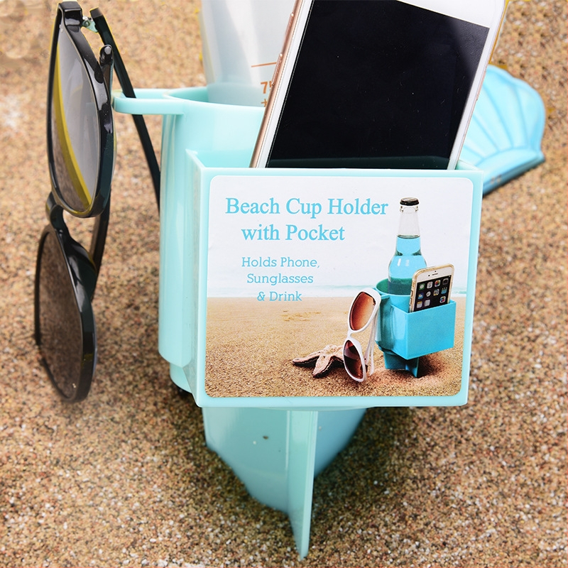 „Amazon“ tarpvalstybinis paplūdimio puodelių laikiklis, plastikinis daugiafunkcis mobiliojo telefono gėrimų laikymo įrankis, lauko pajūrio puodelių laikiklis