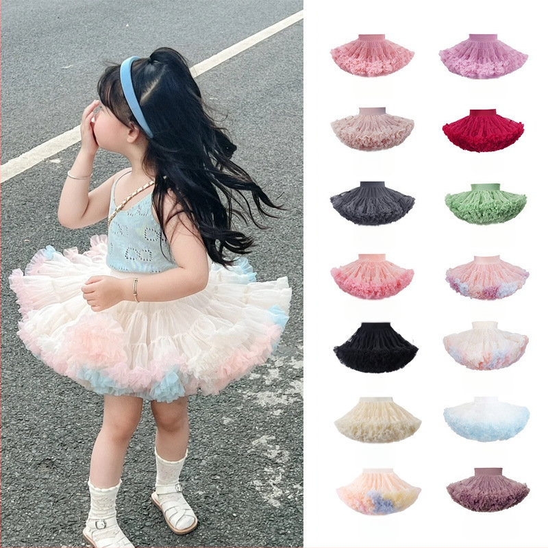 Aukštos kokybės 2 kartų vaikiškas TUTU sijonas, pilnai tinklinis, platus juosmuo, pūstas princesės sijonas, užsienio prekyba, tarpvalstybinė plaukų karta.